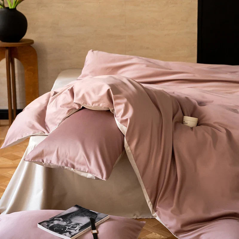 Bedding Set Reversible Satin 4-Piece Temperature-Regulating
