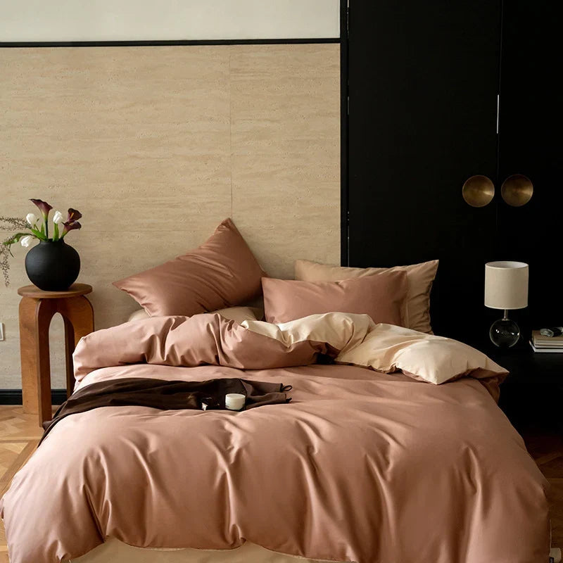 Bedding Set Reversible Satin 4-Piece Temperature-Regulating