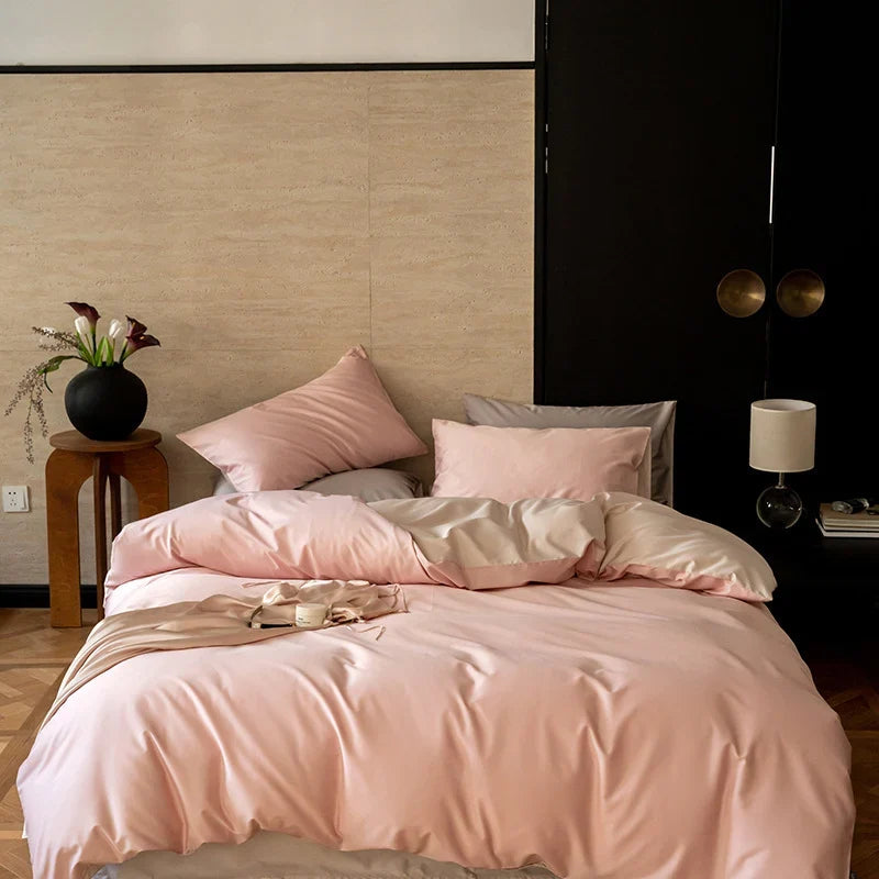Bedding Set Reversible Satin 4-Piece Temperature-Regulating