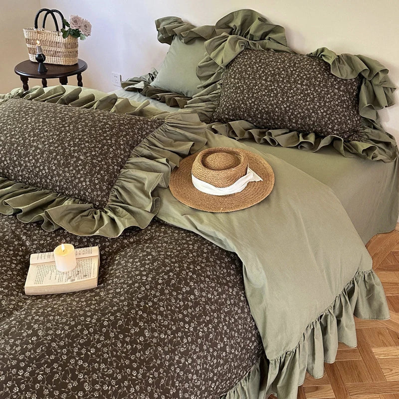 Bedding Set Reversible Vintage Floral Cotton Blend