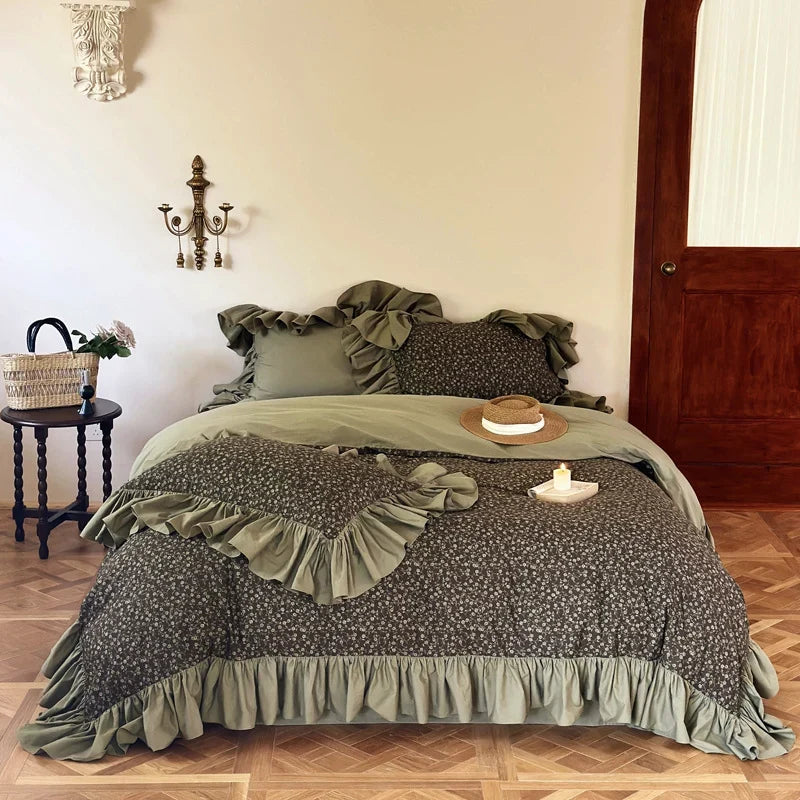 Bedding Set Reversible Vintage Floral Cotton Blend