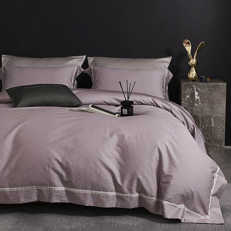Bedding Set Satin Cotton Breathable Easy-Care Set of 4