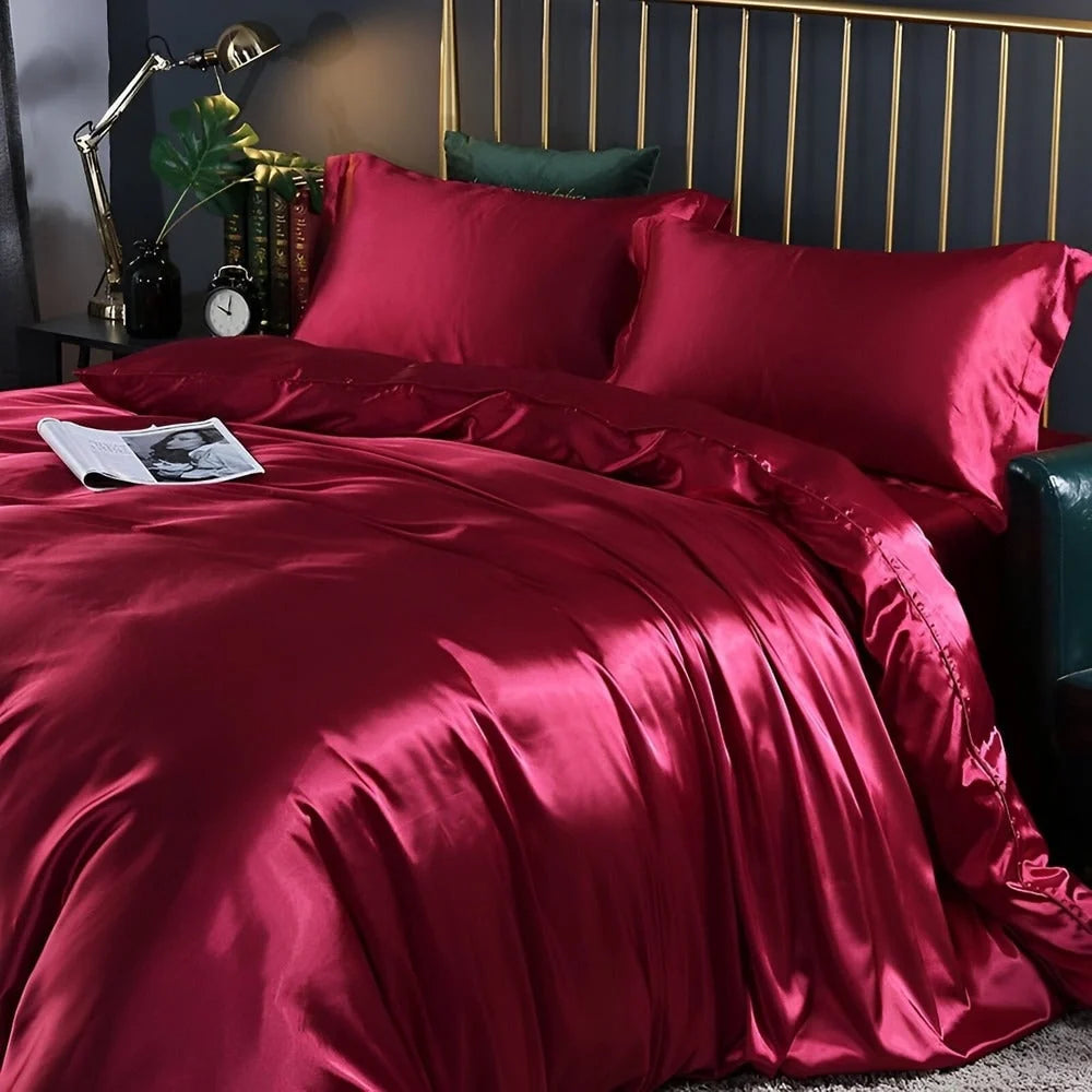 Bedding Set Silk-Touch Breathable With 2 Pillowcases
