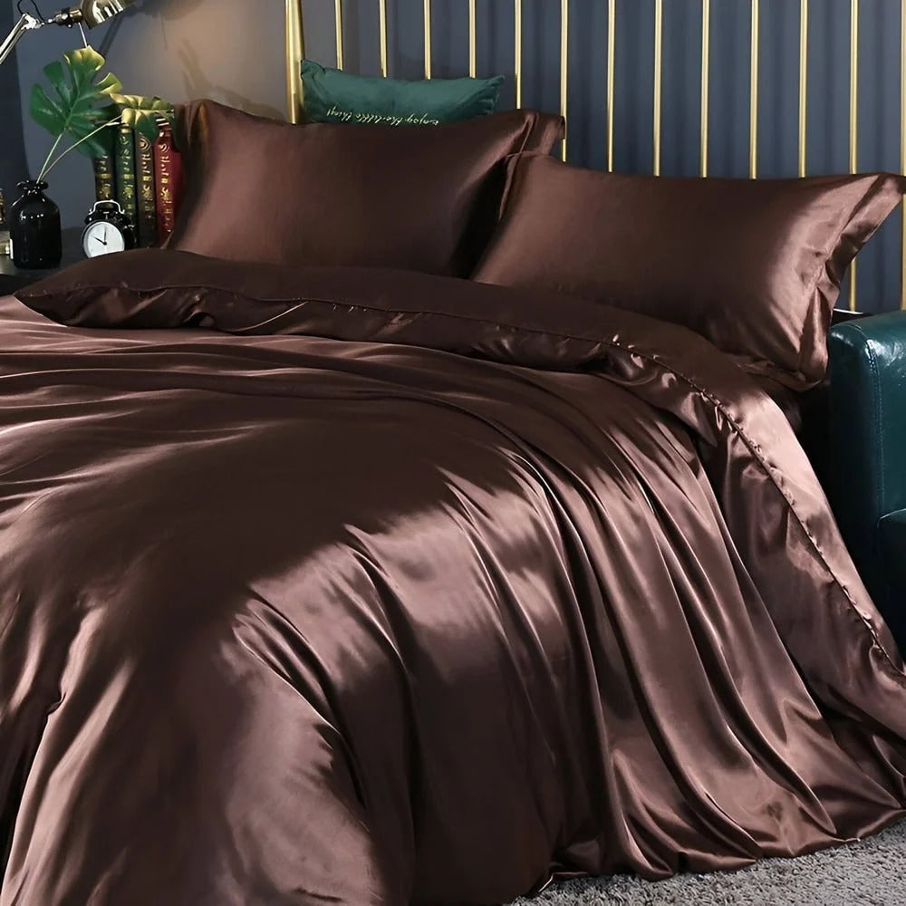 Bedding Set Silk-Touch Breathable With 2 Pillowcases