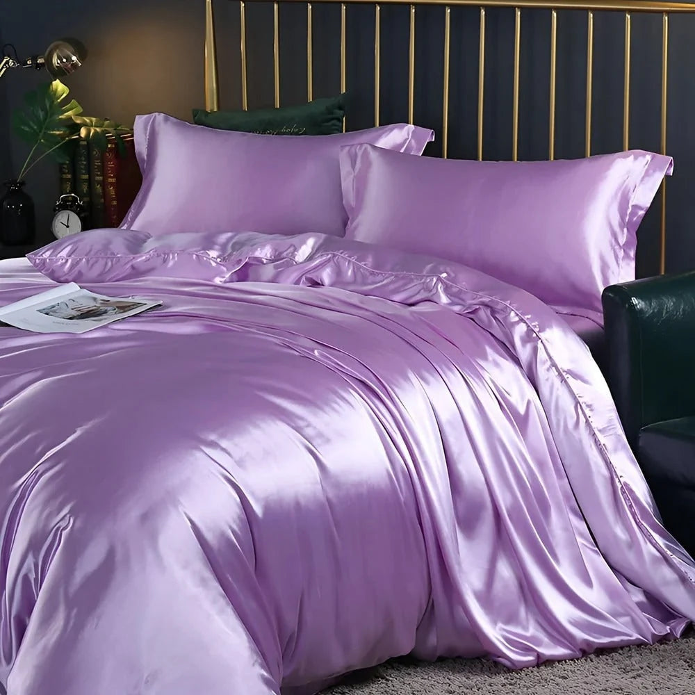 Bedding Set Silk-Touch Breathable With 2 Pillowcases