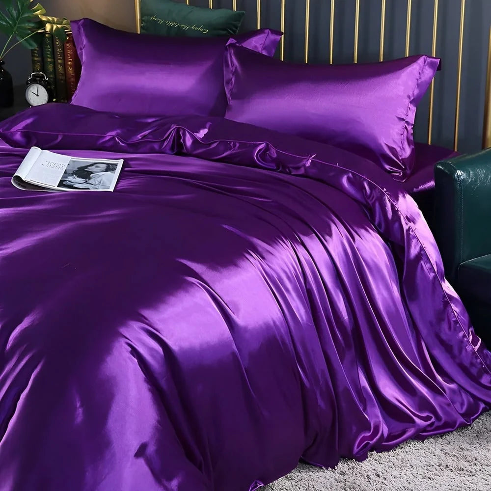 Bedding Set Silk-Touch Breathable With 2 Pillowcases
