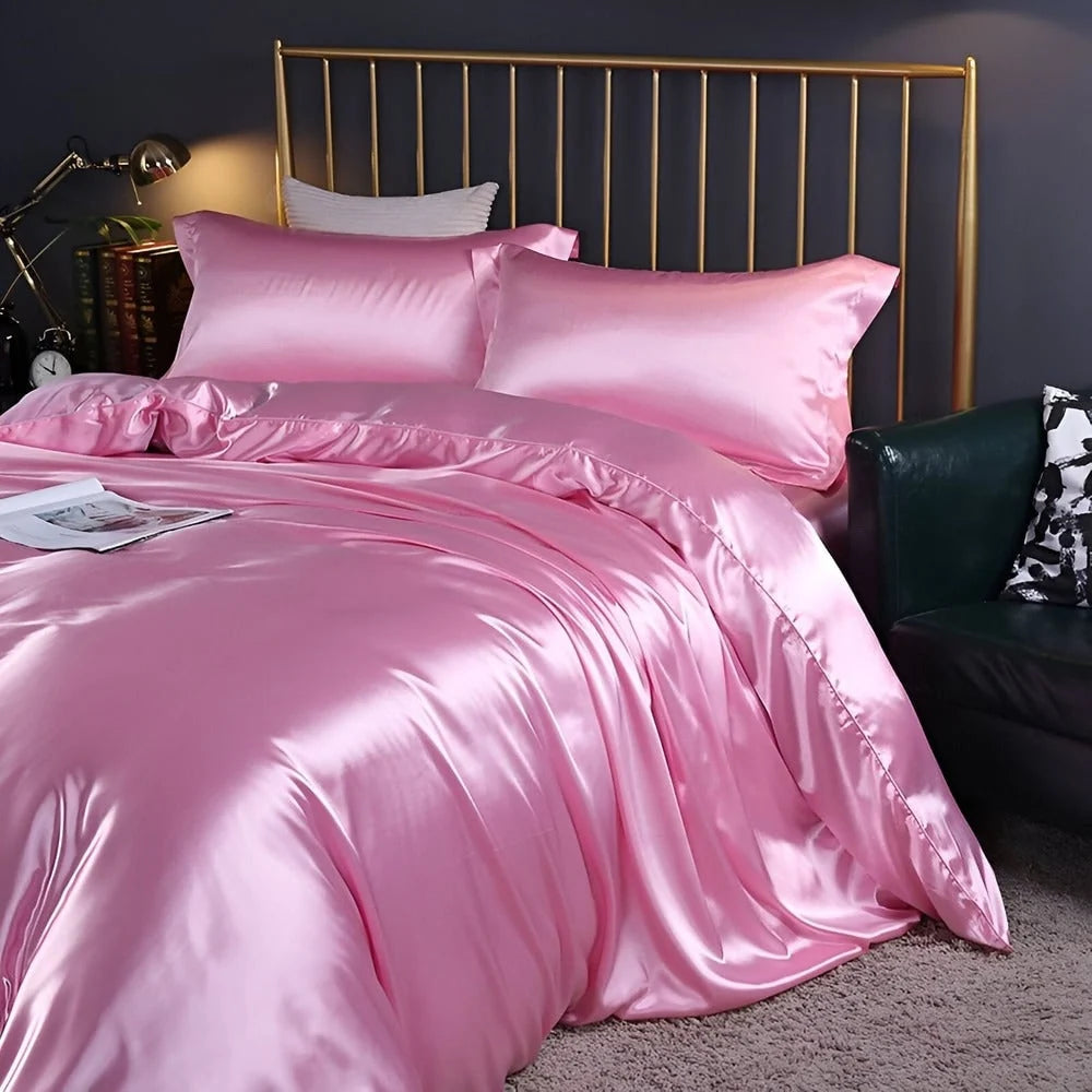 Bedding Set Silk-Touch Breathable With 2 Pillowcases