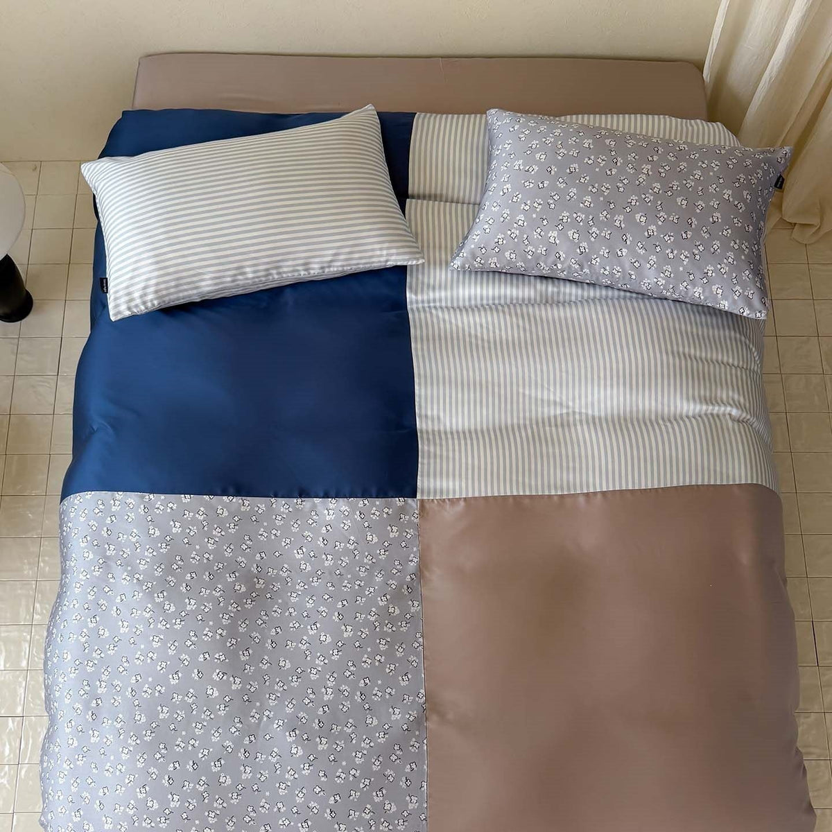 Bedding Set Silky Cotton Satin Floral 4-Piece