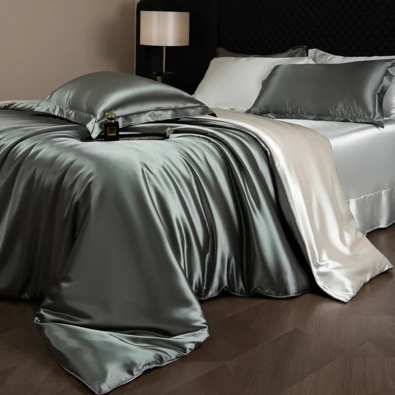 Bedding Set Silky Satin Breathable 4 Piece
