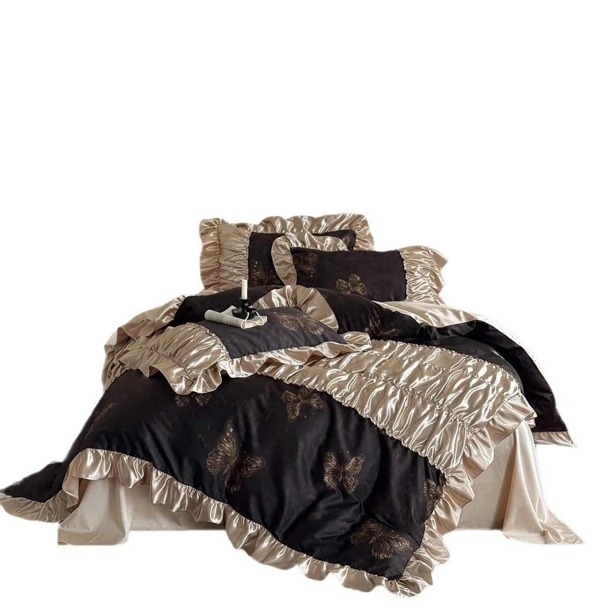 Bedding Set Silky Satin Butterfly Print
