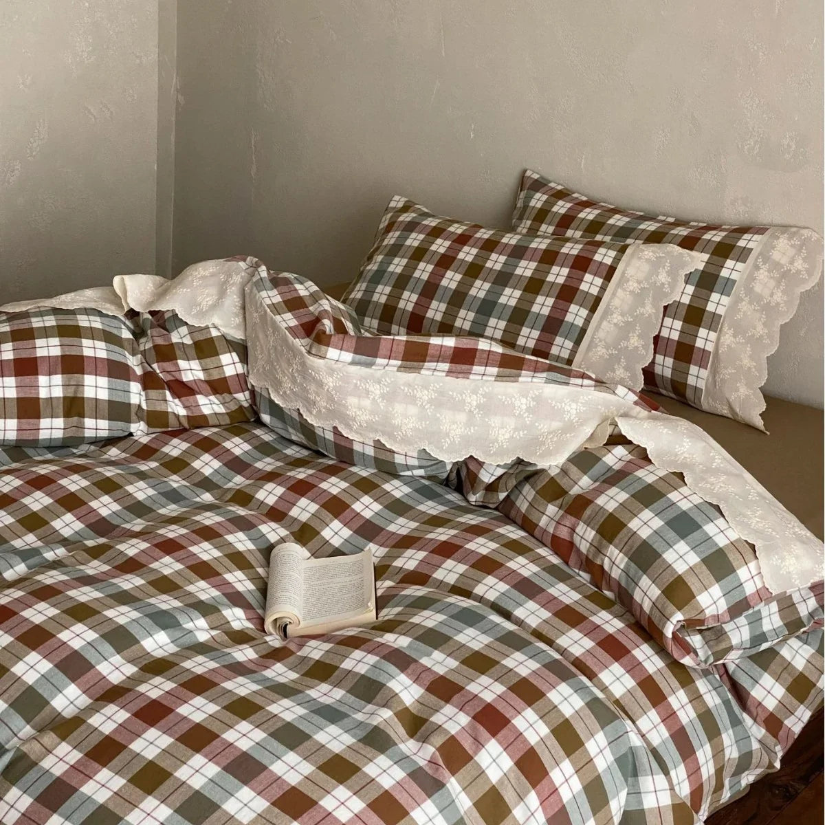 Bedding Set Soft-Washed Cotton Fine Lace Trim All-Season Comfort