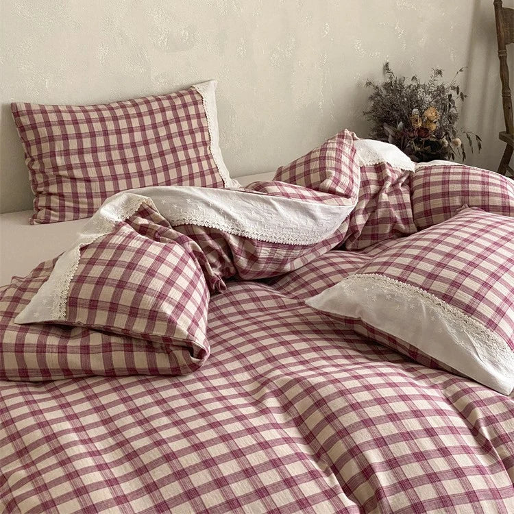 Bedding Set Soft-Washed Cotton Fine Lace Trim All-Season Comfort