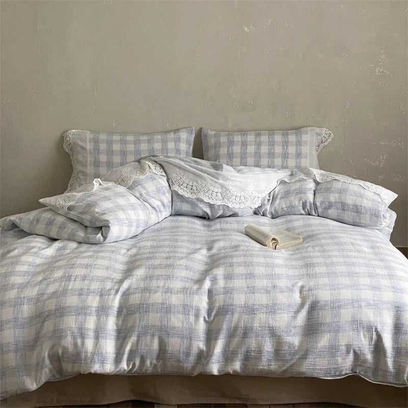 Bedding Set Soft-Washed Cotton Fine Lace Trim All-Season Comfort