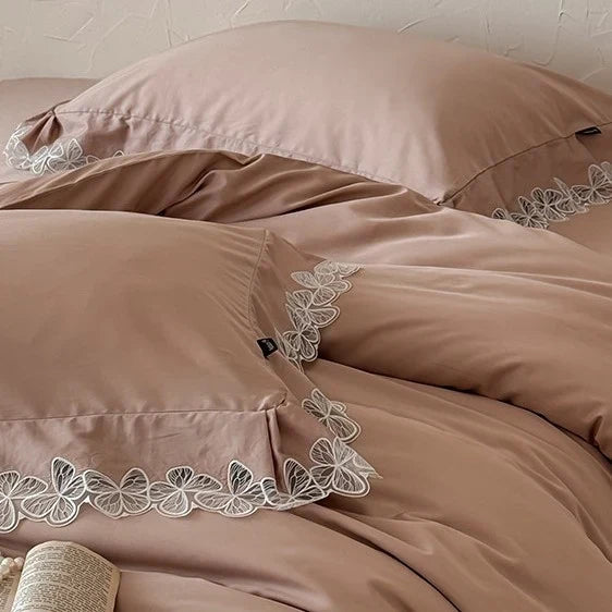 Bedding Set Temperature-Regulating Cotton Satin Lace Border