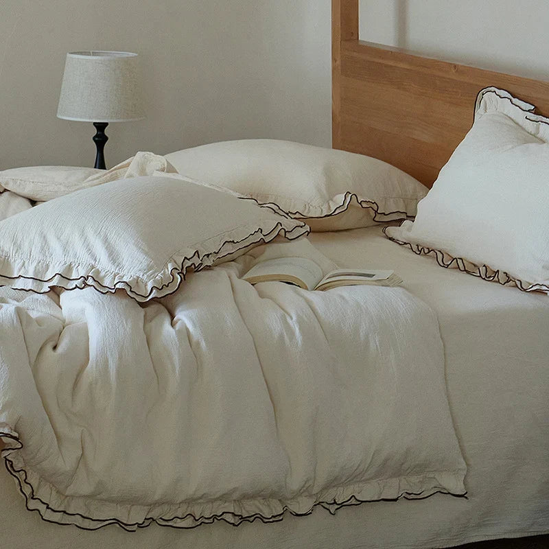Bedding Set Washed Linen-Cotton Breathable 4-Piece