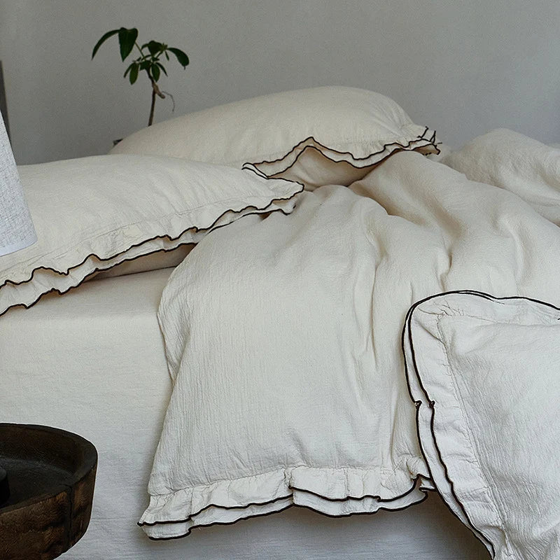 Bedding Set Washed Linen-Cotton Breathable 4-Piece