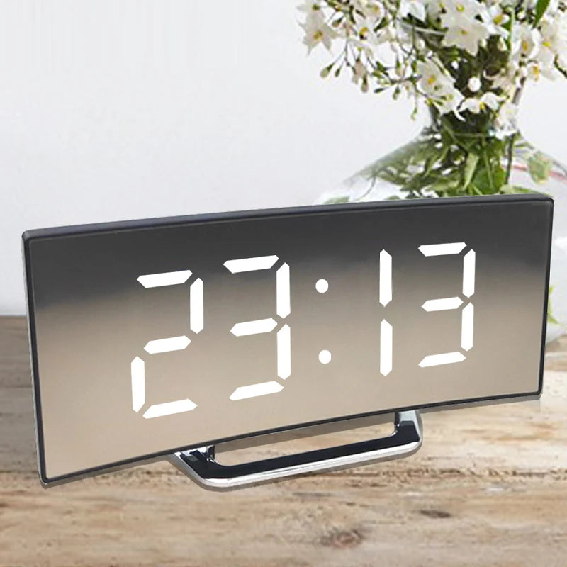 Bedside Alarm Clock Curved LED Auto-Dimming