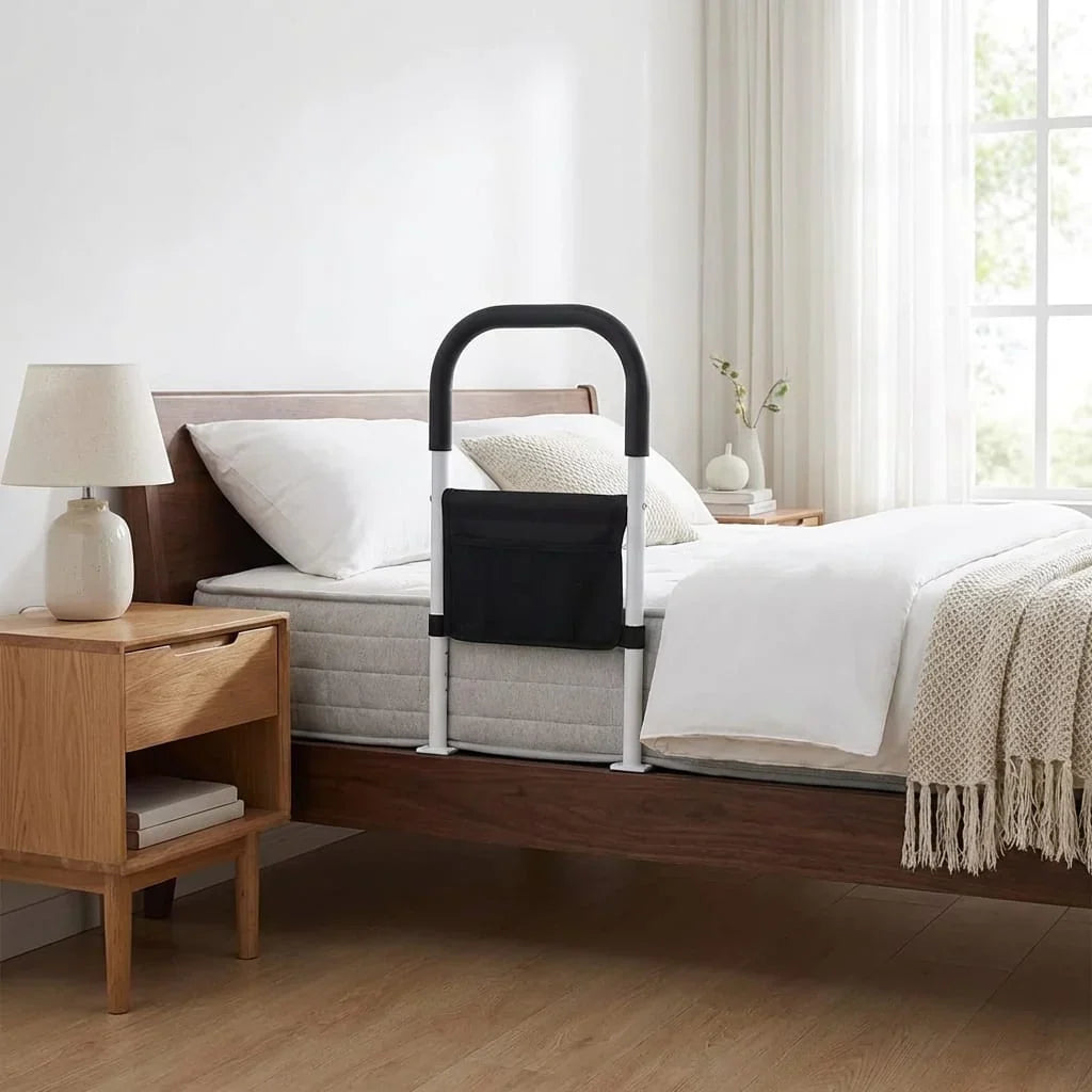 Bedside Assist Rail Reinforced Steel Padded Grip Tool-Free Installation