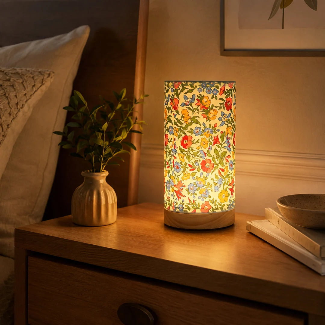 Bedside Lamp USB Powered Space Saving Unstained Timber