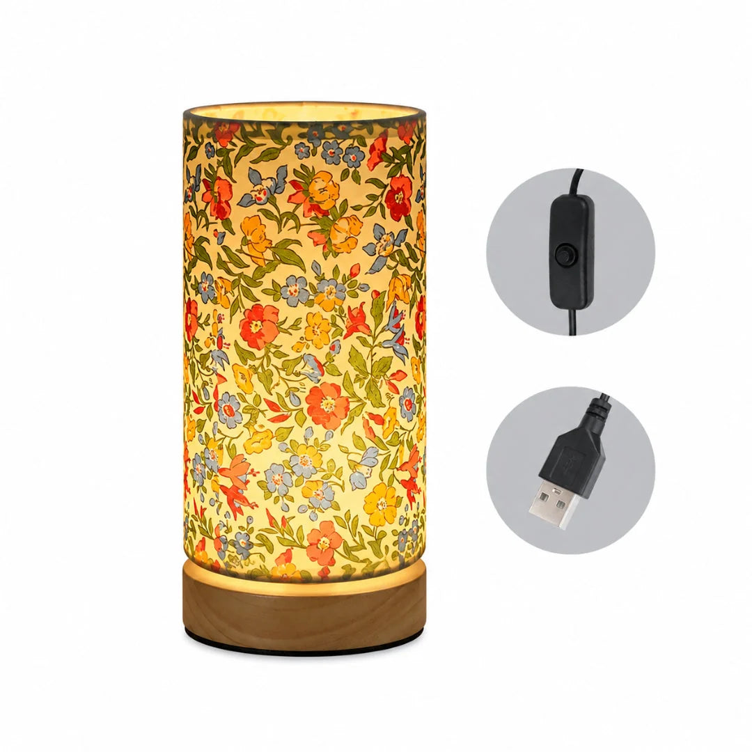 Bedside Lamp USB Powered Space Saving Unstained Timber
