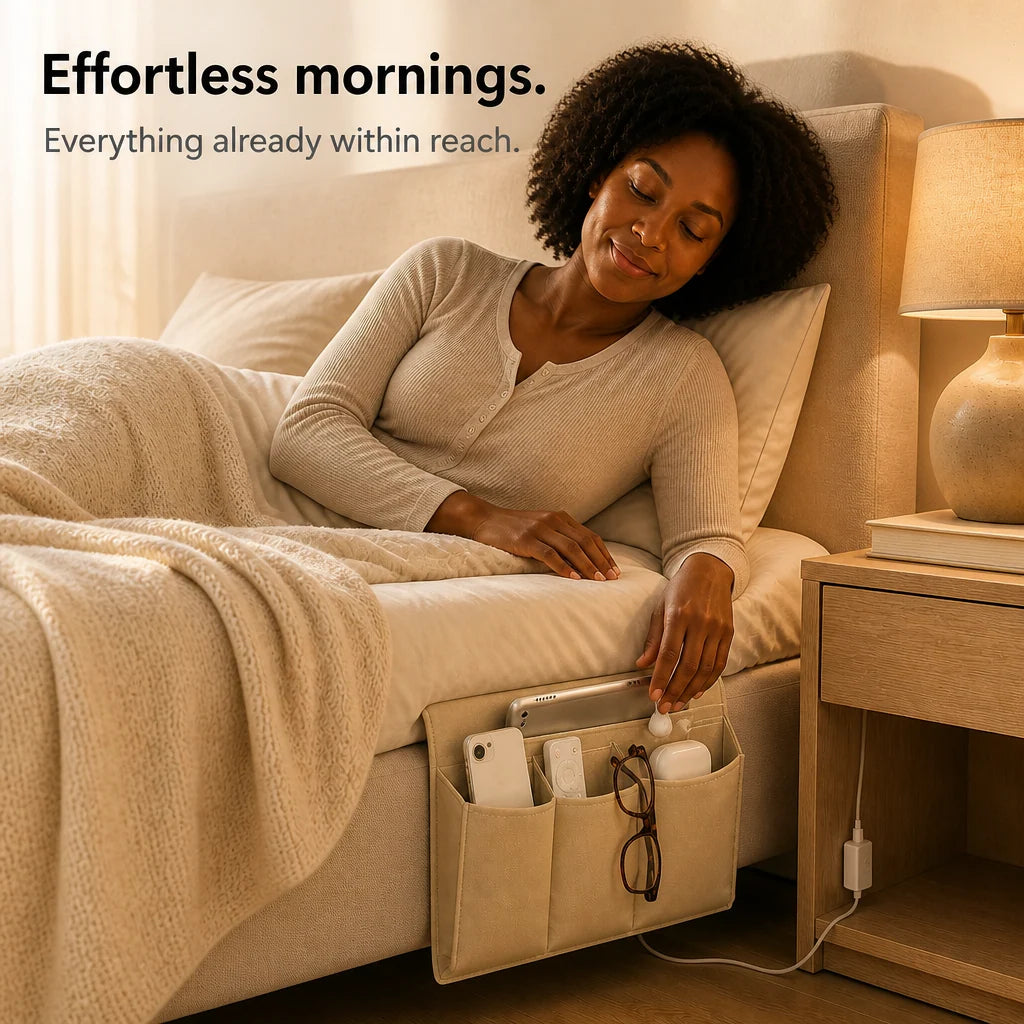 Bedside Organizer Under-Mattress Felt Storage Pockets