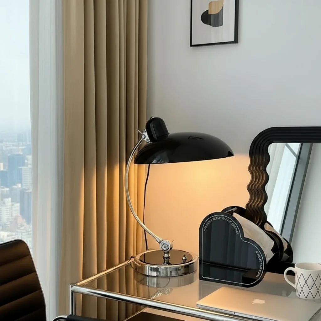 Bedside Table Lamp Single-Curve Arc Weighted Base