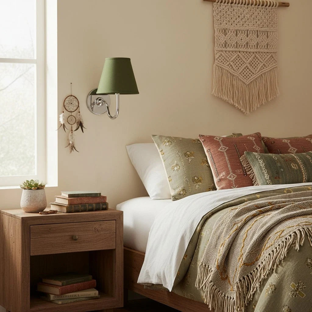 Bedside Wall Light Dimmable Fabric Shade