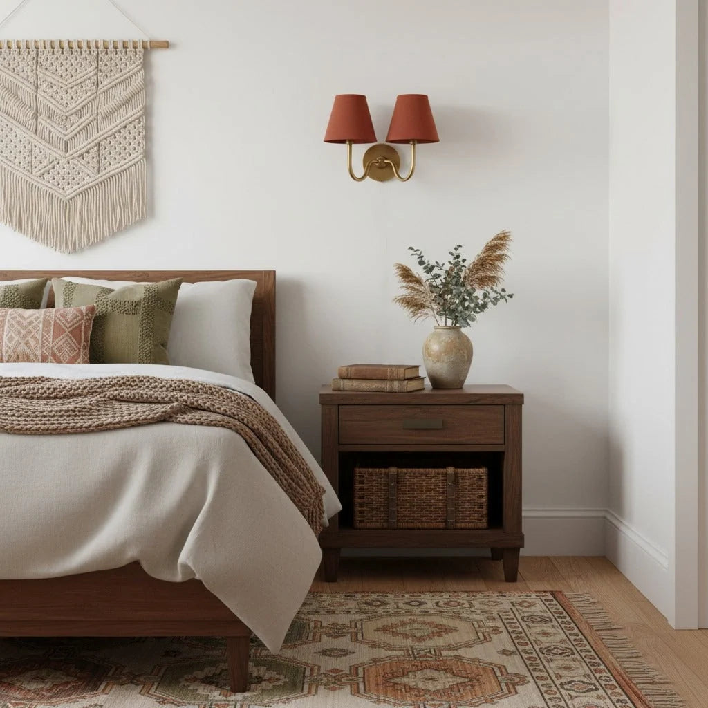 Bedside Wall Light Dimmable Fabric Shade