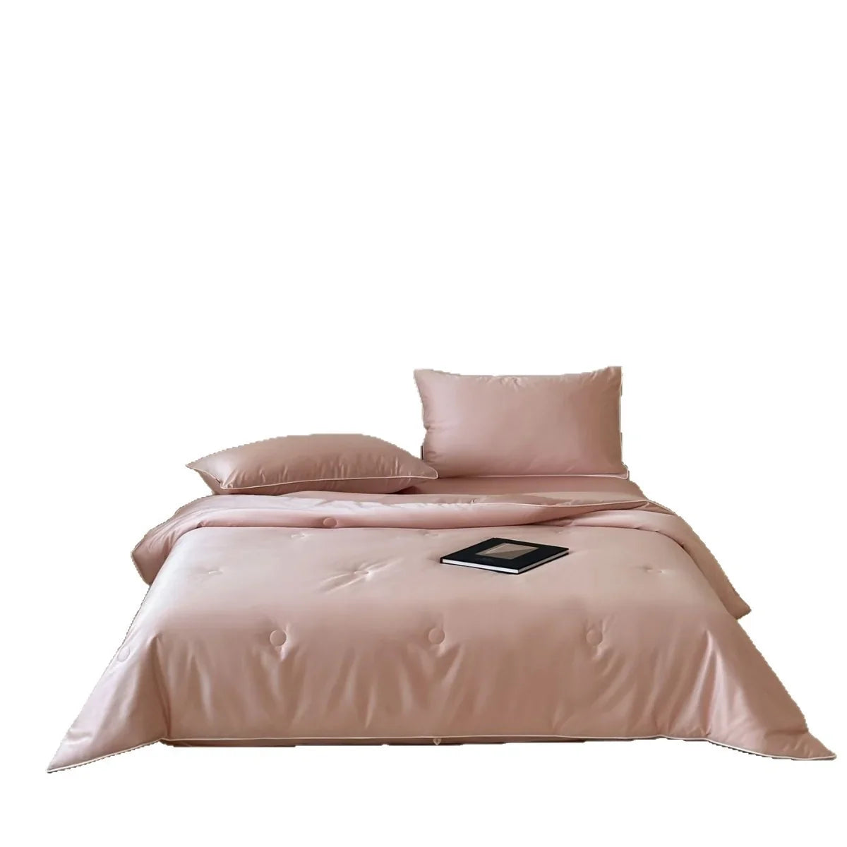 Bedspread Set Quilted Satin Piping & Buttons