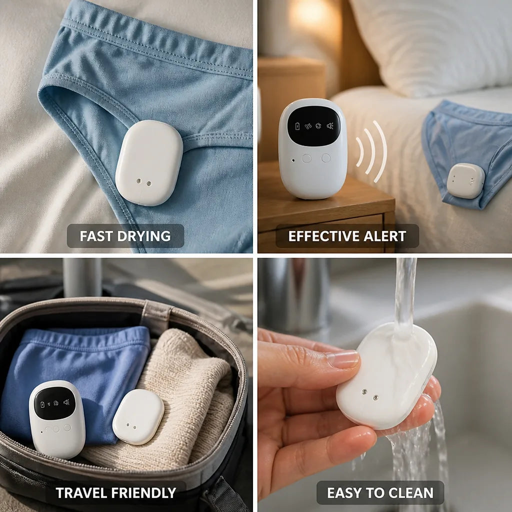 Bedwetting Alarm Moisture Sensor Clip-On Portable