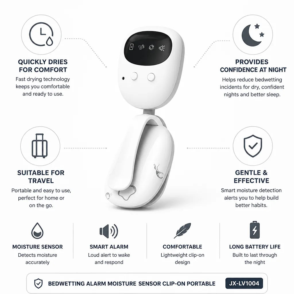 Bedwetting Alarm Moisture Sensor Clip-On Portable