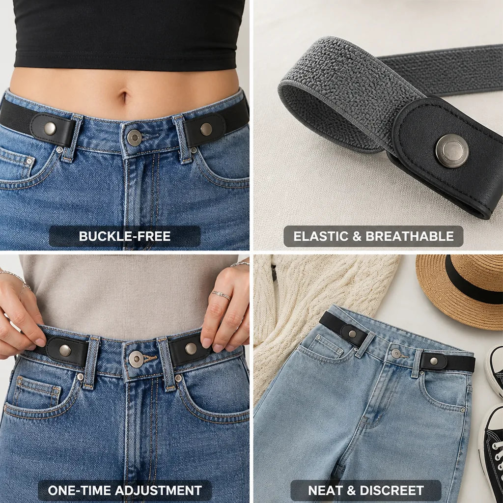 Belt Buckle-Free Elastic Knit Breathable