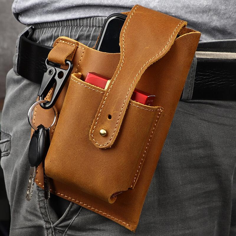 Belt Pouch Microfiber PU Leather Multiple Pockets
