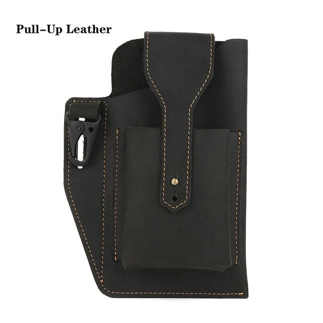 Belt Pouch Microfiber PU Leather Multiple Pockets
