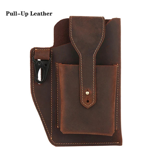 Belt Pouch Microfiber PU Leather Multiple Pockets