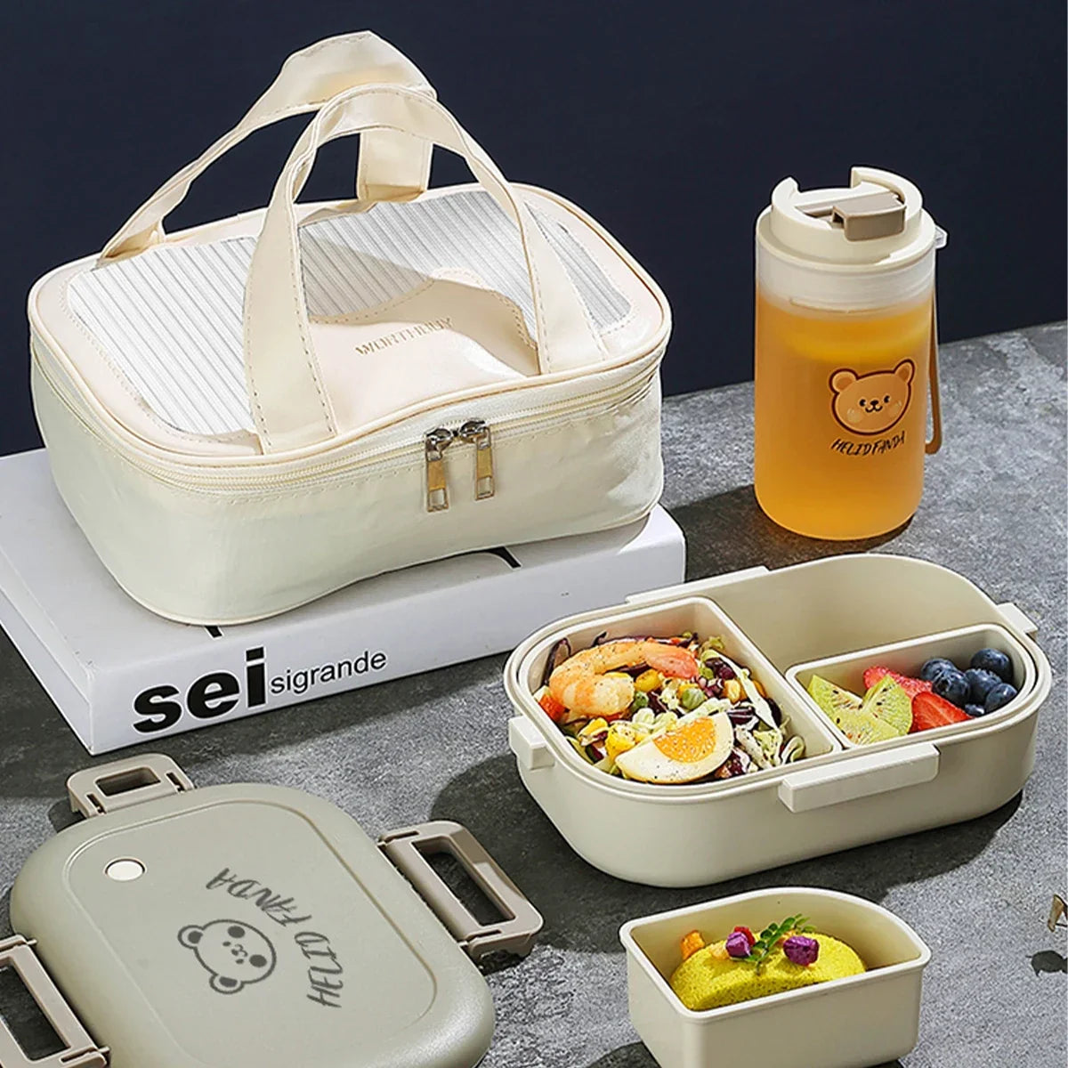 Bento Lunch Box 3 Sealed Compartments Microwave Safe