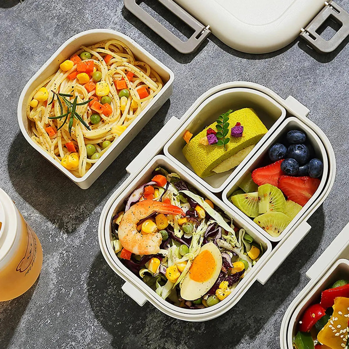 Bento Lunch Box 3 Sealed Compartments Microwave Safe