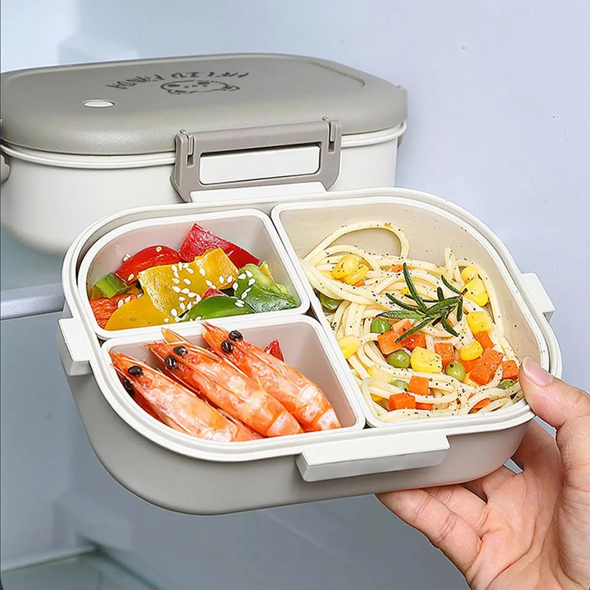 Bento Lunch Box 3 Sealed Compartments Microwave Safe