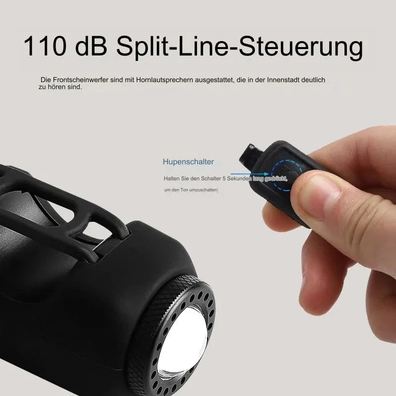 Bicycle Bell 110dB Alarm & Bright LED USB Rechargeable Waterproof