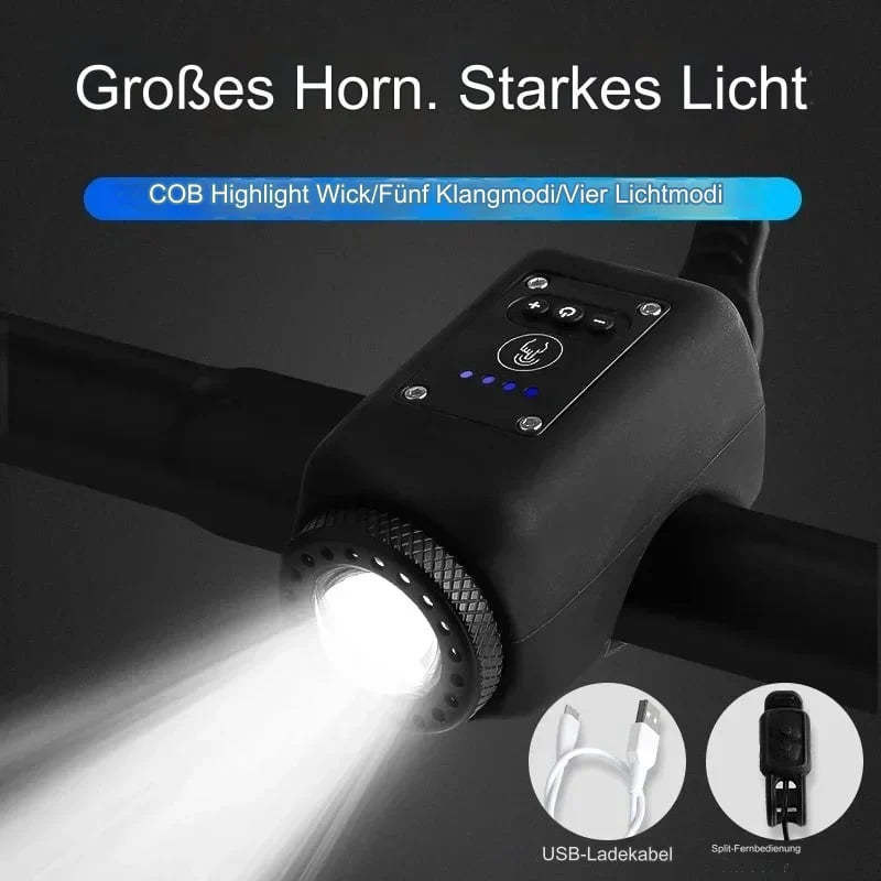 Bicycle Bell 110dB Alarm & Bright LED USB Rechargeable Waterproof