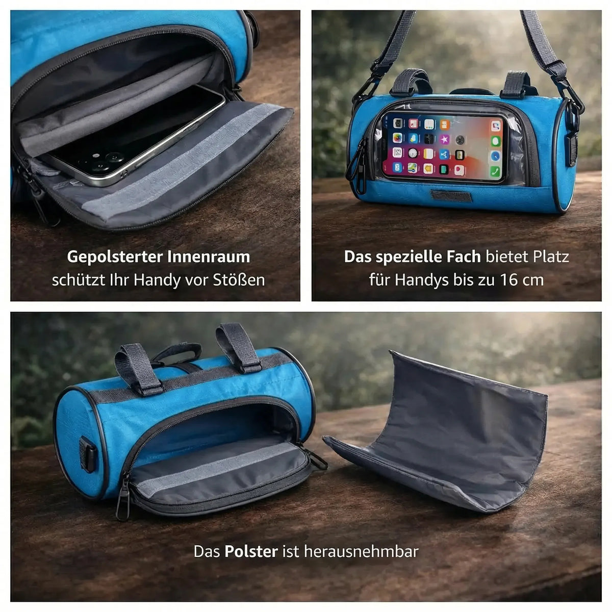 Bicycle Handlebar Bag Touchscreen Phone Holder Moisture-Protective Storage