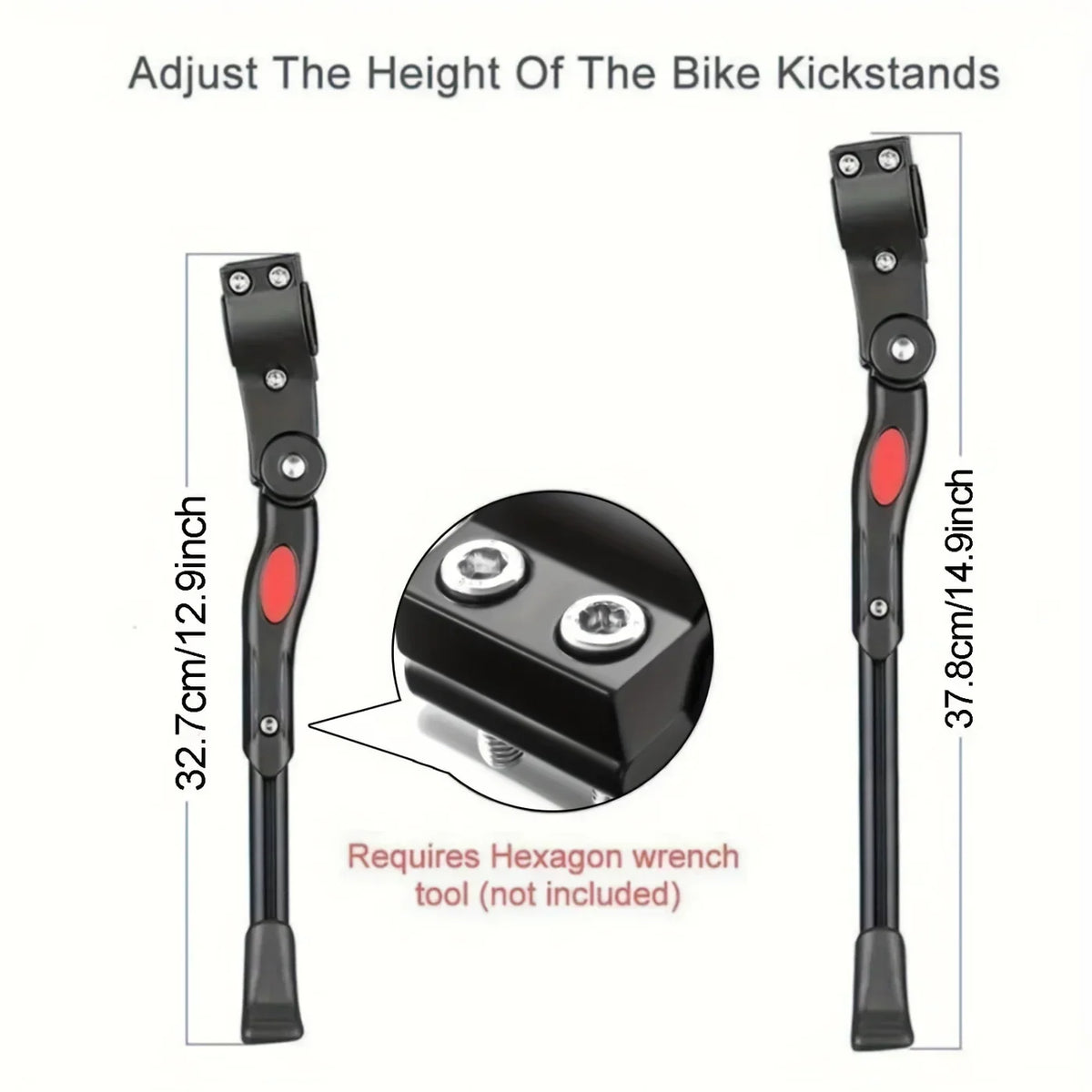 Bicycle Kickstand Adjustable Height Aluminum Stable Support