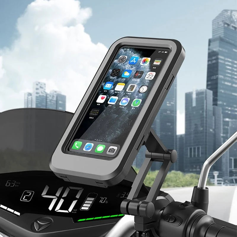 Bicycle Phone Holder Waterproof Clear Touchscreen Window Fits 5.5–6.8 Inch Smartphones