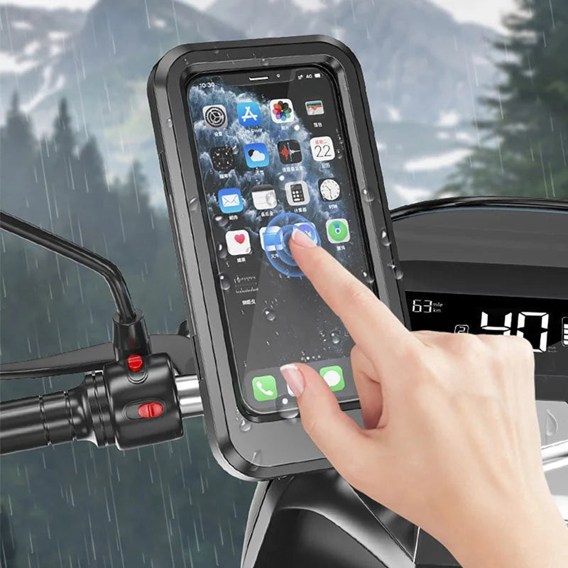 Bicycle Phone Holder Waterproof Clear Touchscreen Window Fits 5.5–6.8 Inch Smartphones