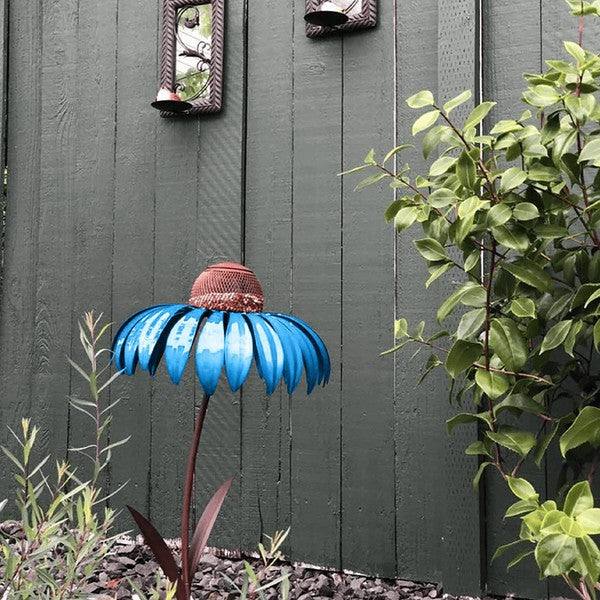 Bird Feeder Coneflower Design Metal Easy-Lift Lid