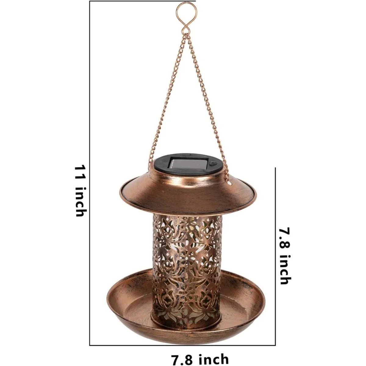 Bird Feeder Metal Solar-Powered LED Lighting