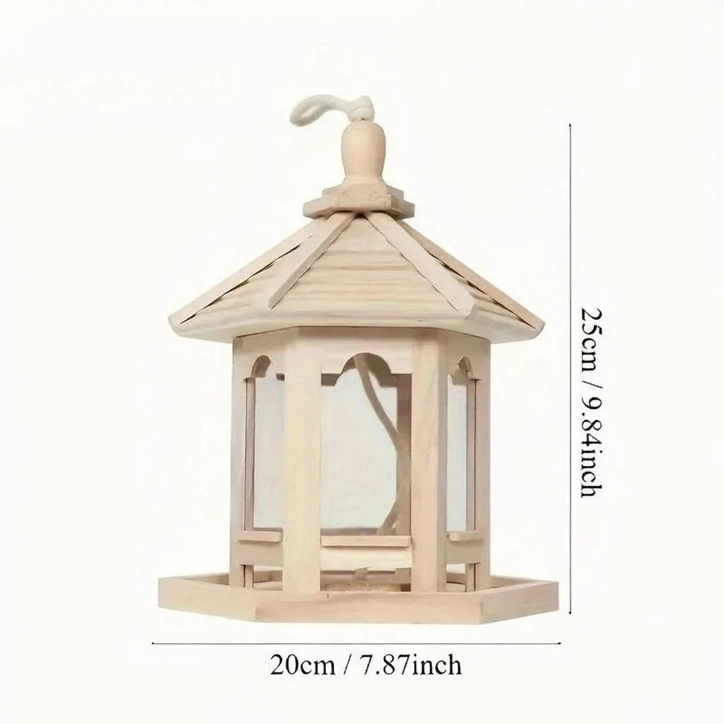 Bird Feeder Wooden Integrated Water System Weather-Resistant