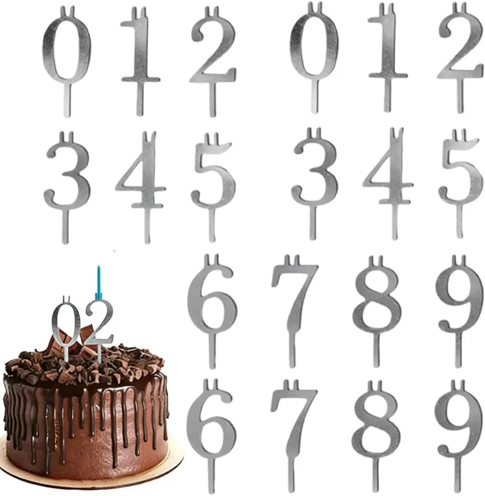 Birthday Candle Holder Set Reusable Aluminum Numbers 1–10