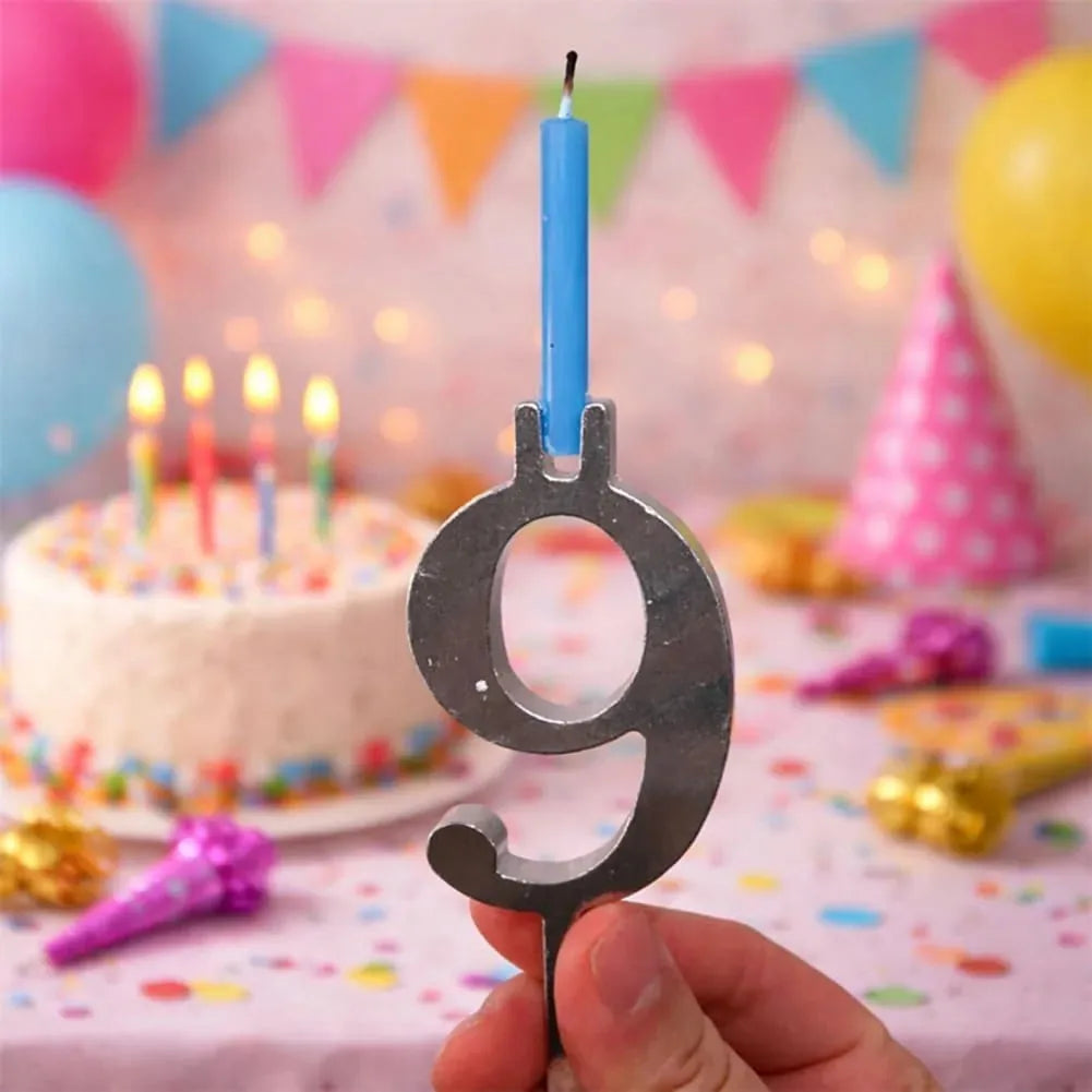 Birthday Candle Holder Set Reusable Aluminum Numbers 1–10