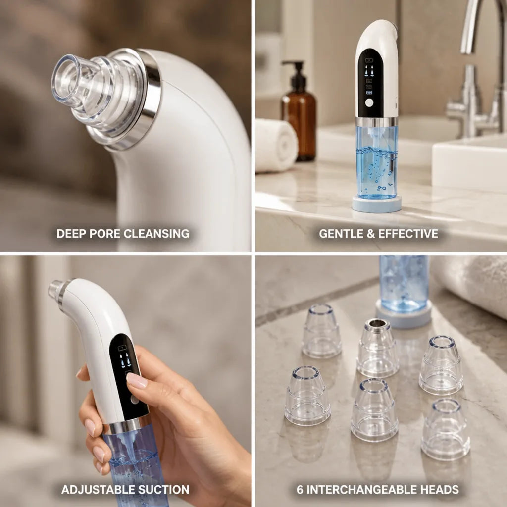 Blackhead Remover Device 3 Suction Levels 6 Interchangeable Heads